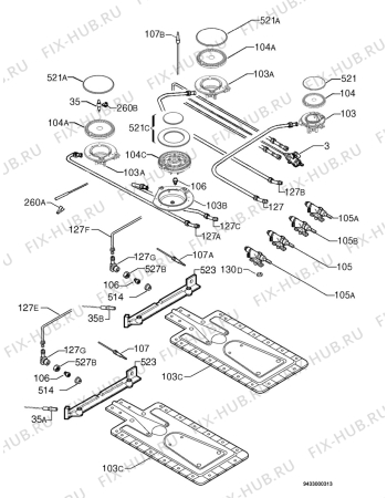 Взрыв-схема плиты (духовки) Privileg 00984884_31074 - Схема узла Functional parts 267